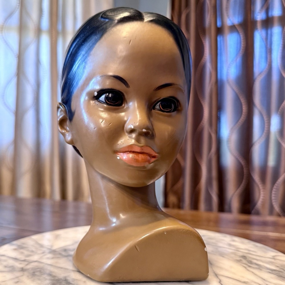 VTG 50s MCM Marwal Hawaiian Polynesian Woman Female TIki IslandBust Chalkware